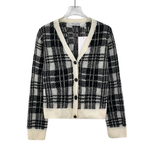 Dior Chic Black and White Plaid Sweater - Picture 1 of 6